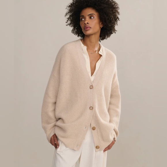 Jenni Kayne Cashmere Cocoon Cardigan in Oatmeal— Womens Medium - Picture 1 of 10